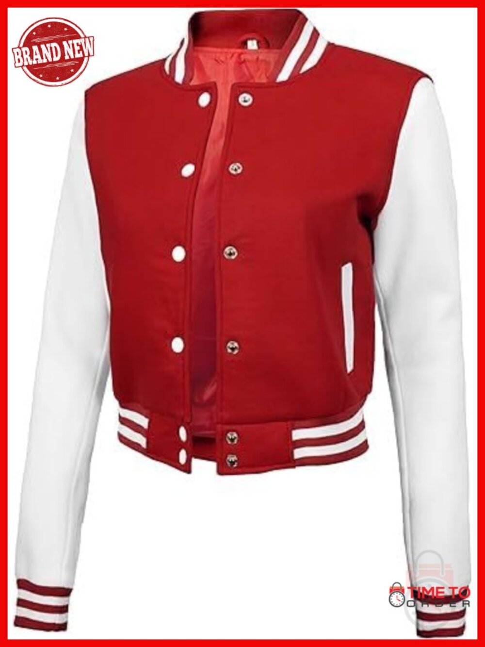 Cropped Fleece Letterman Jacket - Lightweight Varsity Bomber